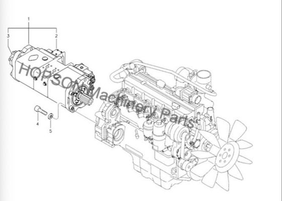 Máquina escavadora Hydraulic Pump K5V80DTP 14531859 de Doosan para DX150 vermelho